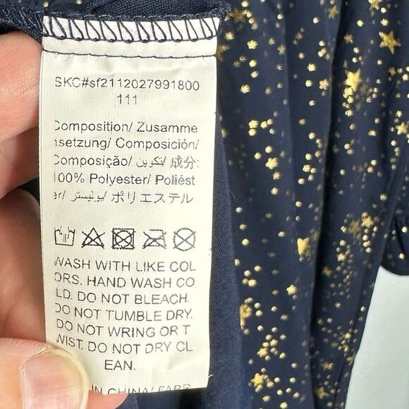 SHEIN Curve Navy Blue Gold Star Print Dress Plus Size 2XL - Picture 7 of 11